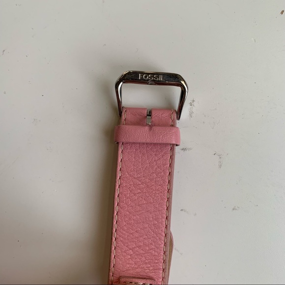 Auth Fossil pink leather “a” bracelet cuff - Picture 8 of 10